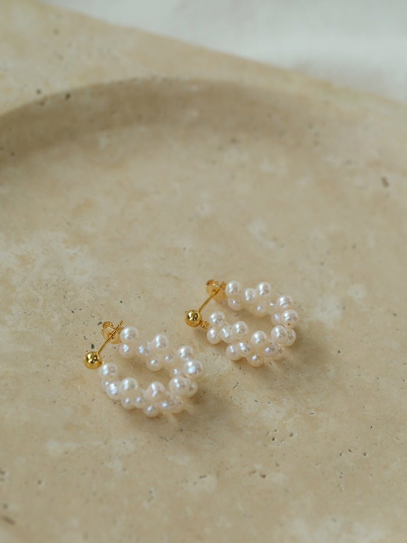 Braided Freshwater Pearl Earrings - floysun