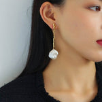 Branch Baroque Pearl Long Drop Earrings - Without Diamond - floysun