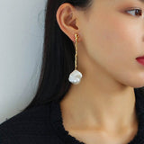 Branch Baroque Pearl Long Drop Earrings - Without Diamond - floysun