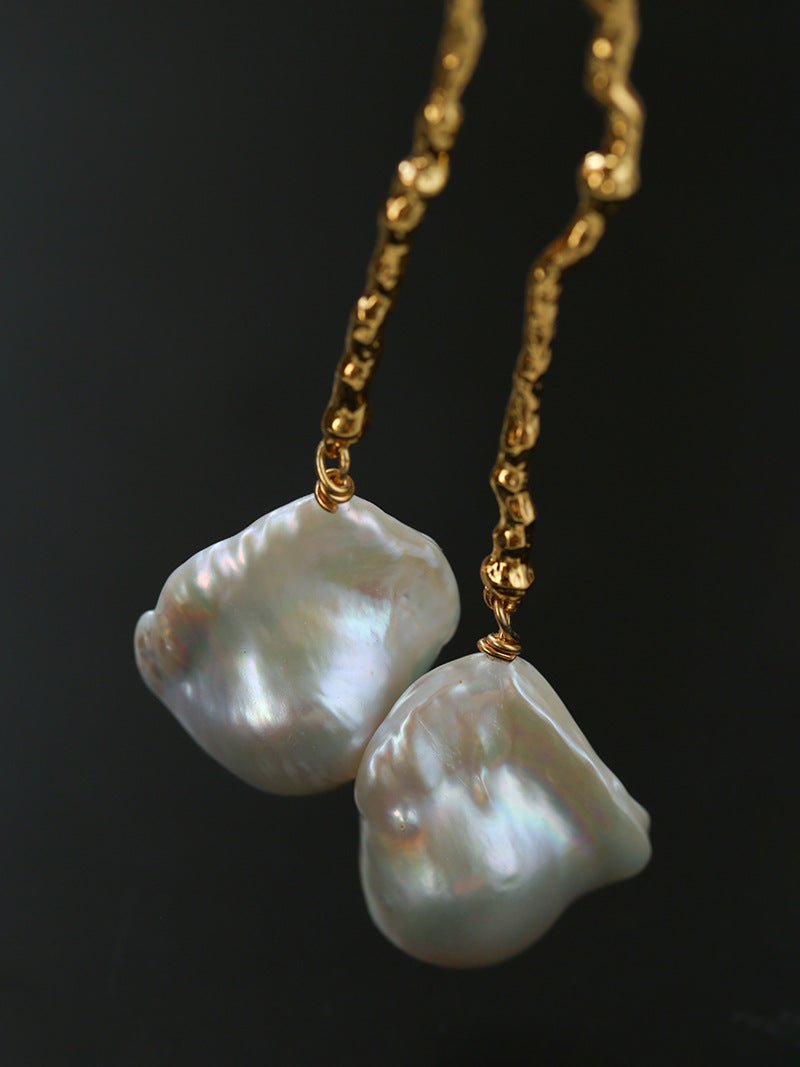 Branch Baroque Pearl Long Drop Earrings - Without Diamond - floysun