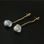 Branch Baroque Pearl Long Drop Earrings - Without Diamond - floysun