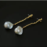 Branch Baroque Pearl Long Drop Earrings - Without Diamond - floysun