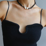 Brilliant Black Onyx Crushed Stone Baroque Pearl Necklace - floysun