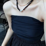 Brilliant Black Onyx Crushed Stone Baroque Pearl Necklace - floysun