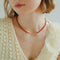 Broken Gold Red Onyx Beaded Necklace - floysun