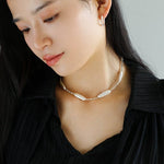 Broken Silver Toothpick Freshwater Pearl Necklaces - floysun