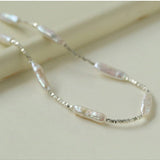 Broken Silver Toothpick Freshwater Pearl Necklaces - floysun