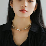 Broken Silver Toothpick Freshwater Pearl Necklaces - floysun