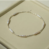 Broken Silver Toothpick Freshwater Pearl Necklaces - floysun