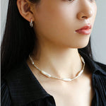 Broken Silver Toothpick Freshwater Pearl Necklaces - floysun