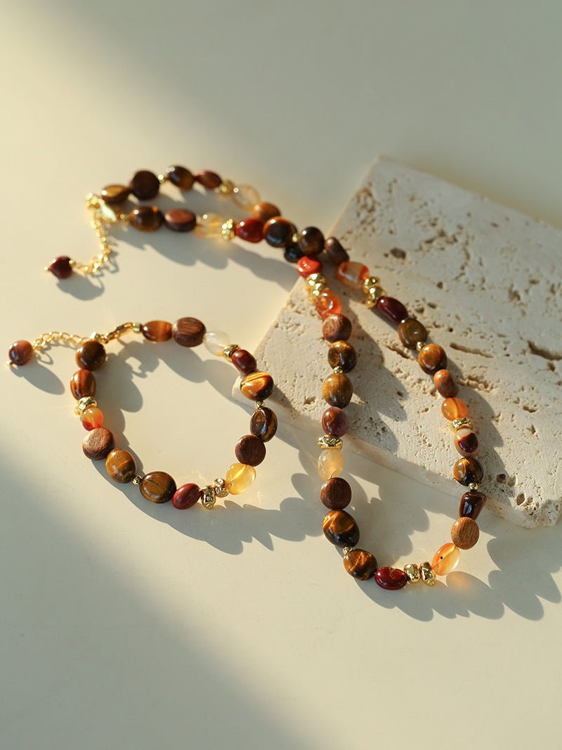 Broken Tiger's Eye Natural Stone Beaded Bracelet - floysun