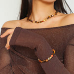 Broken Tiger's Eye Natural Stone Beaded Necklace - floysun