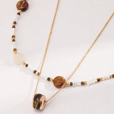 Brown Tiger Eye Stone Shells Beaded Necklace - floysun