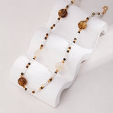 Brown Tiger Eye Stone Shells Beaded Necklace - floysun