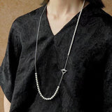 Brushed Ball Long Multi - Layer Wrap OT Chain Necklace - floysun