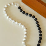 Brushed Bead & Ebony Wood Sphere Necklace - floysun