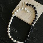 Brushed Bead & Ebony Wood Sphere Necklace - floysun