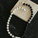 Brushed Bead & Ebony Wood Sphere Necklace - floysun