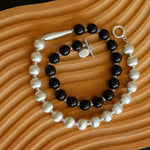 Brushed Bead & Ebony Wood Sphere Necklace - floysun