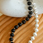 Brushed Bead & Ebony Wood Sphere Necklace - floysun