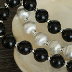 Brushed Bead & Ebony Wood Sphere Necklace - floysun