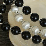 Brushed Bead & Ebony Wood Sphere Necklace - floysun