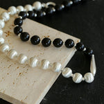 Brushed Bead & Ebony Wood Sphere Necklace - floysun