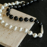 Brushed Bead & Ebony Wood Sphere Necklace - floysun