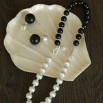 Brushed Bead & Ebony Wood Sphere Necklace - floysun