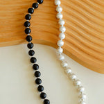 Brushed Bead & Ebony Wood Sphere Necklace - floysun