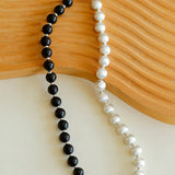 Brushed Bead & Ebony Wood Sphere Necklace - floysun