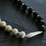 Brushed Bead & Ebony Wood Sphere Necklace - floysun