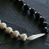 Brushed Bead & Ebony Wood Sphere Necklace - floysun