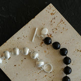 Brushed Bead & Ebony Wood Sphere Necklace - floysun