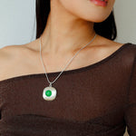 Brushed Geometric Pendant Agate Necklace - floysun