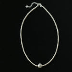 Brushed Silver and Black Onyx Beaded Necklace - floysun