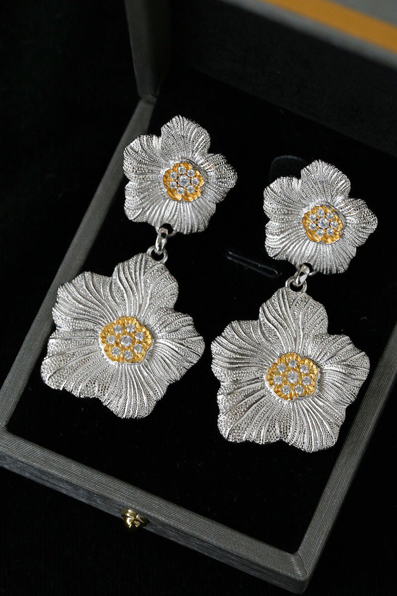 Buccellati - Inspired Gardenia Flower Drop Earrings - floysun