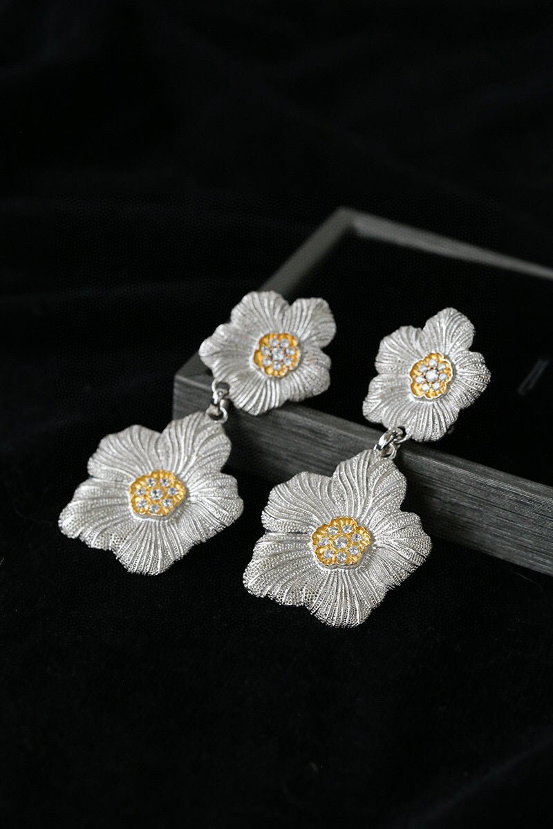 Buccellati - Inspired Gardenia Flower Drop Earrings - floysun