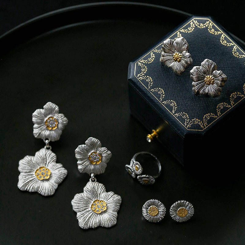 Buccellati - Inspired Gardenia Flower Drop Earrings - floysun