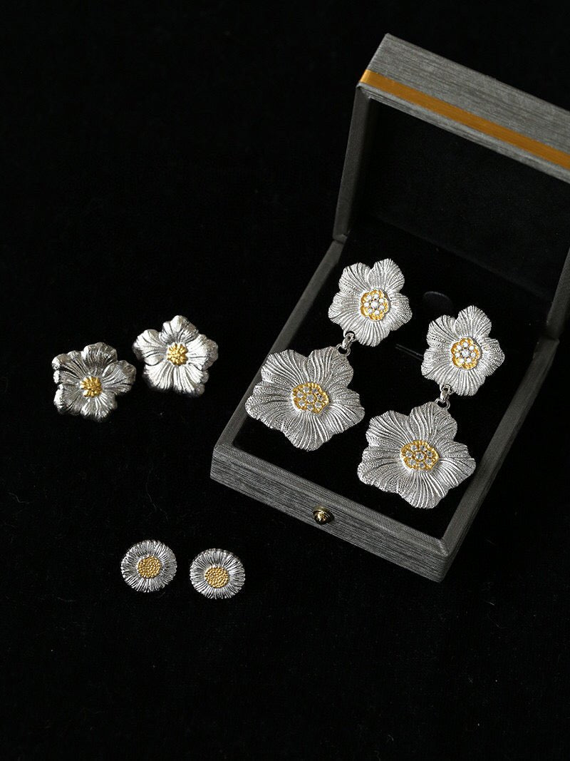 Buccellati - Inspired Gardenia Flower Drop Earrings - floysun