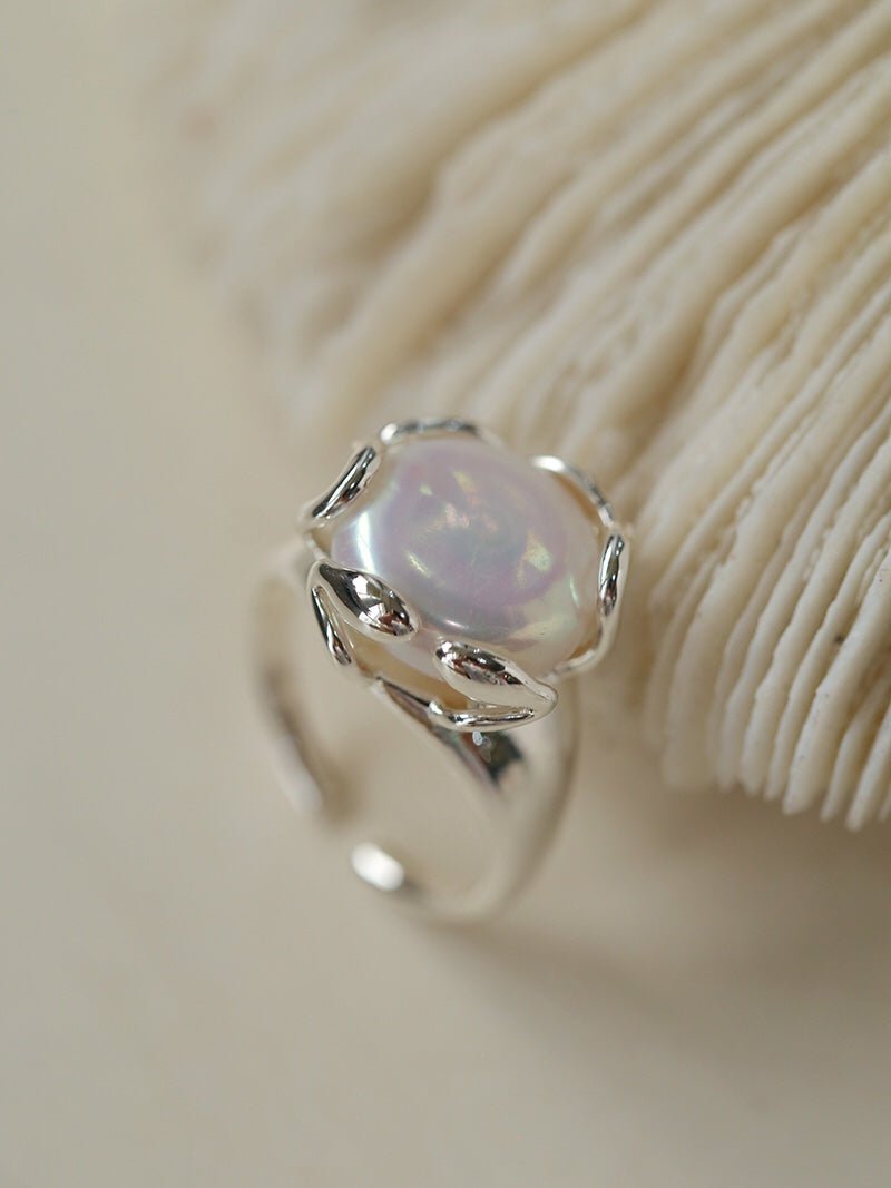 Button Baroque Pearl Ring - floysun