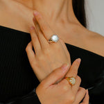 Button Baroque Pearl Ring - floysun