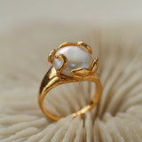 Button Baroque Pearl Ring - floysun