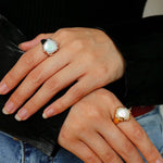 Button Baroque Pearl Ring - floysun