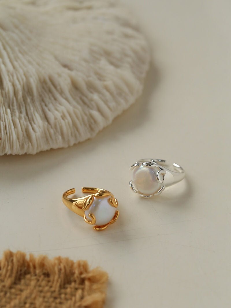 Button Baroque Pearl Ring - floysun