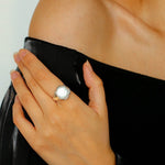 Button Baroque Pearl Ring - floysun