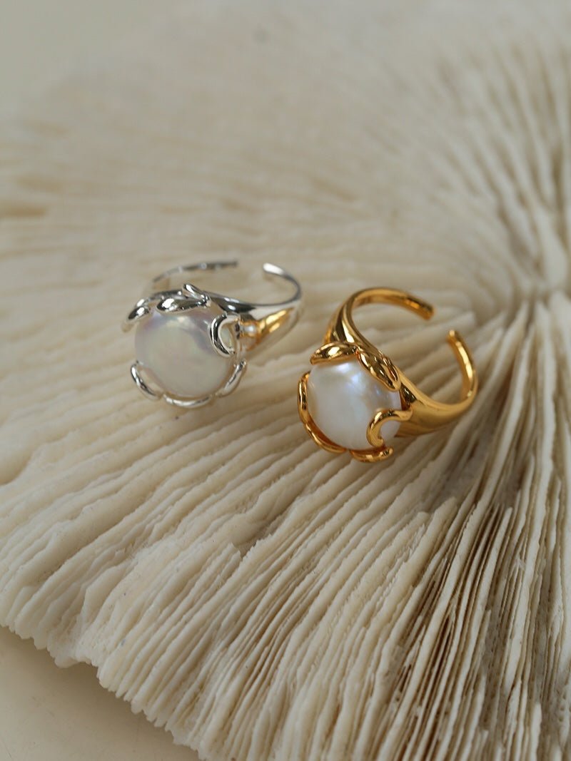 Button Baroque Pearl Ring - floysun