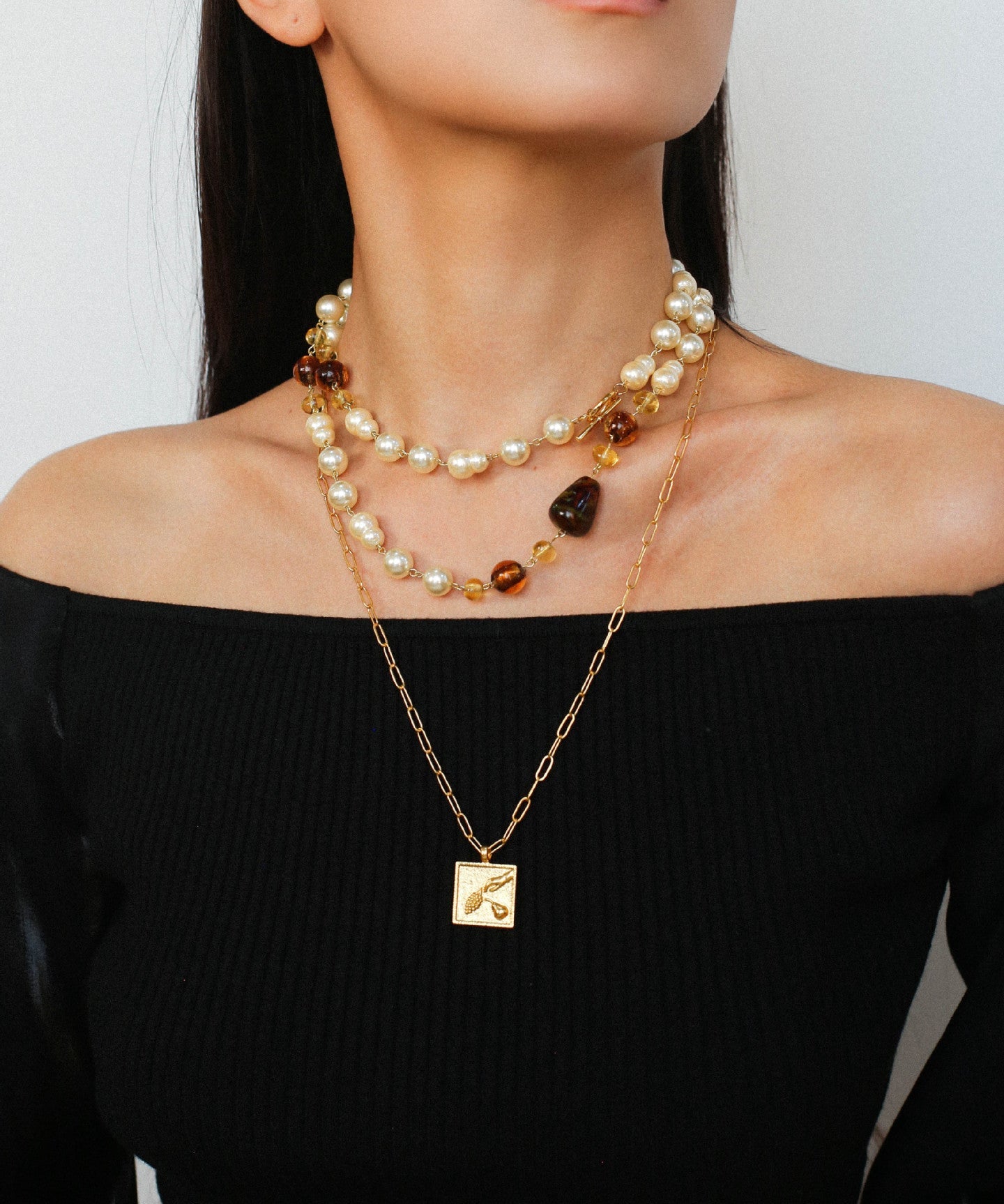 Byzantine Elegance Gourd Pearl Necklace Classic Light Luxury Sweater Chain - floysun