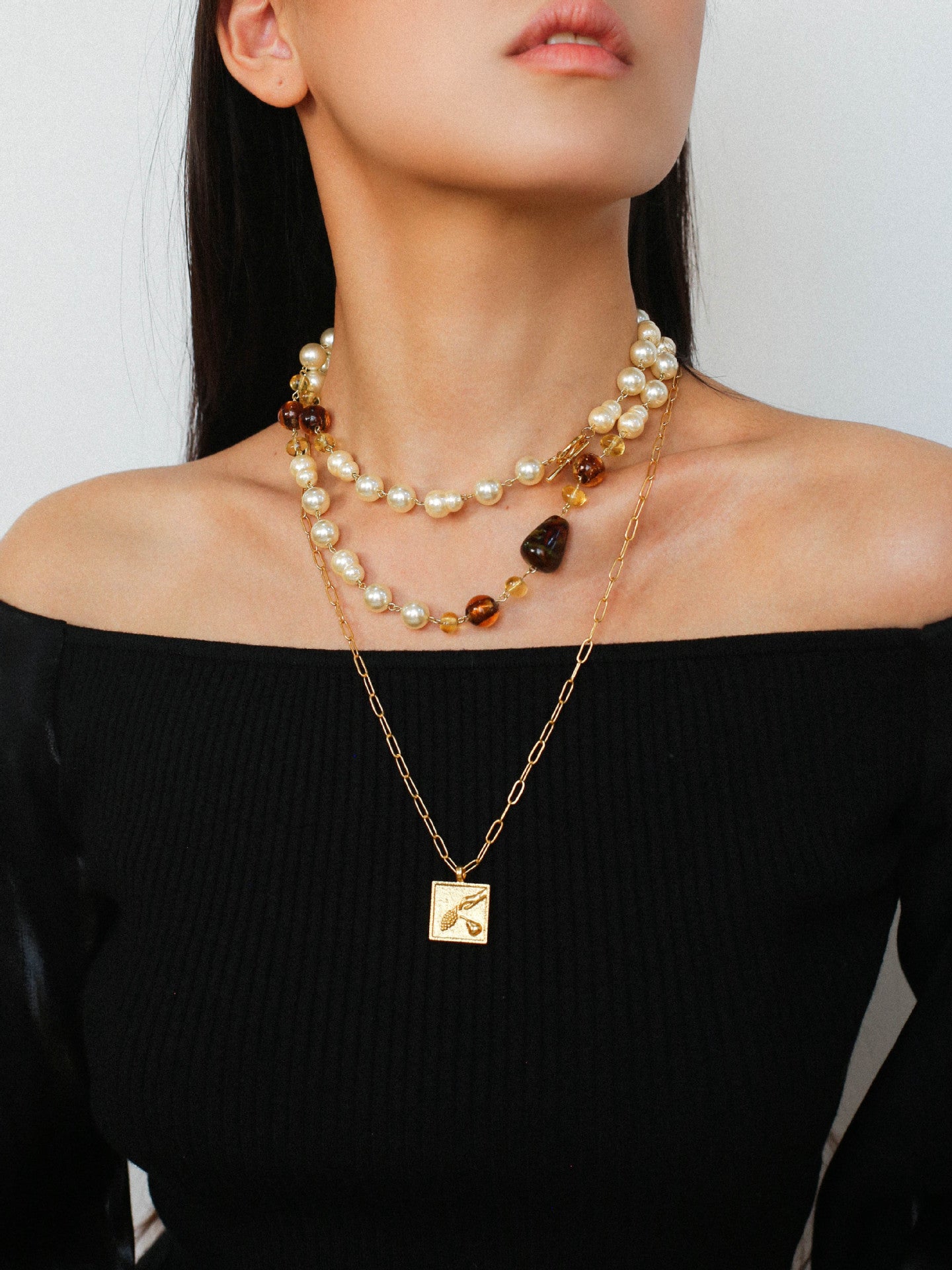 Byzantine Elegance Gourd Pearl Necklace Classic Light Luxury Sweater Chain - floysun