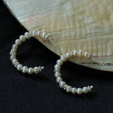 C - Shaped Elegant Pearl Beaded Huggie Earrings - floysun